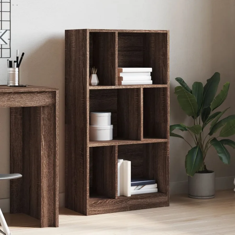Bibliothèque chêne marron 57x28,5x107,5 cm bois d'ingénierie - 3