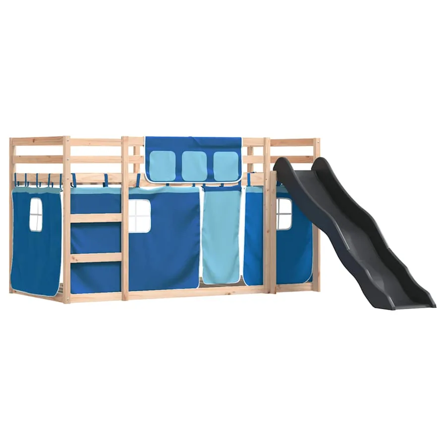 Lit superposé sans matelas avec toboggan et rideaux 80x200 cm - 3
