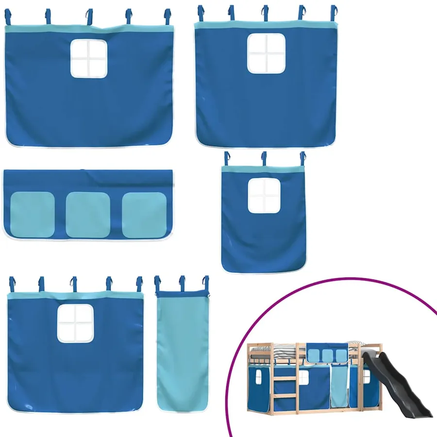 Lit superposé sans matelas avec toboggan et rideaux 80x200 cm - 5