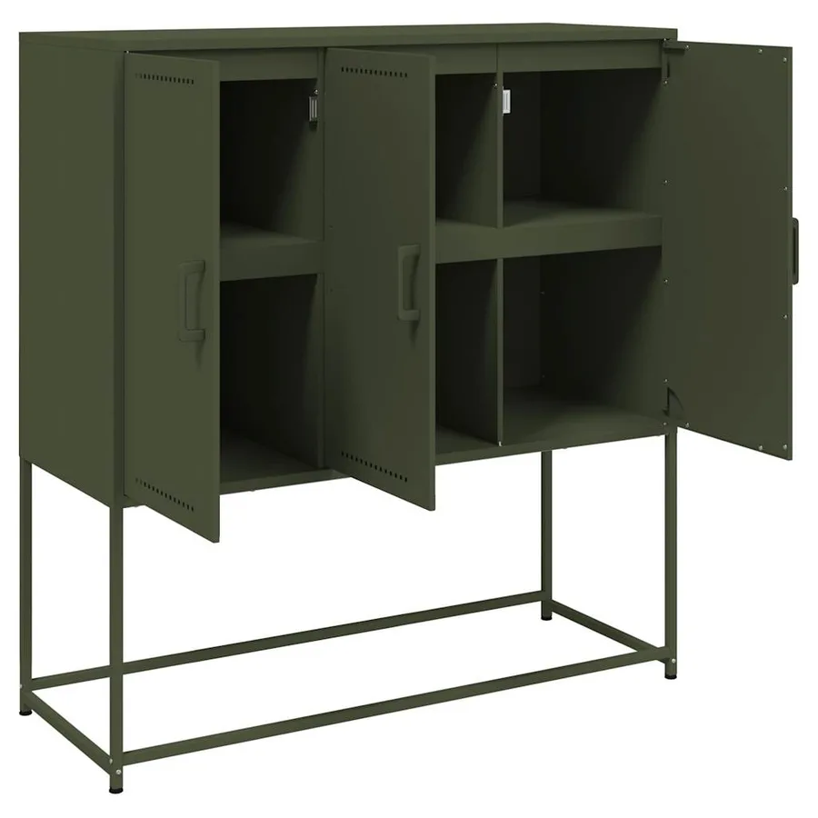 Buffet haut vert olive 100,5x39x107 cm acier - 10
