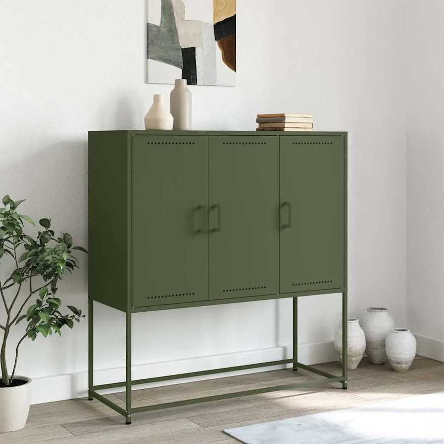 Buffet haut vert olive 100,5x39x107 cm acier - 3