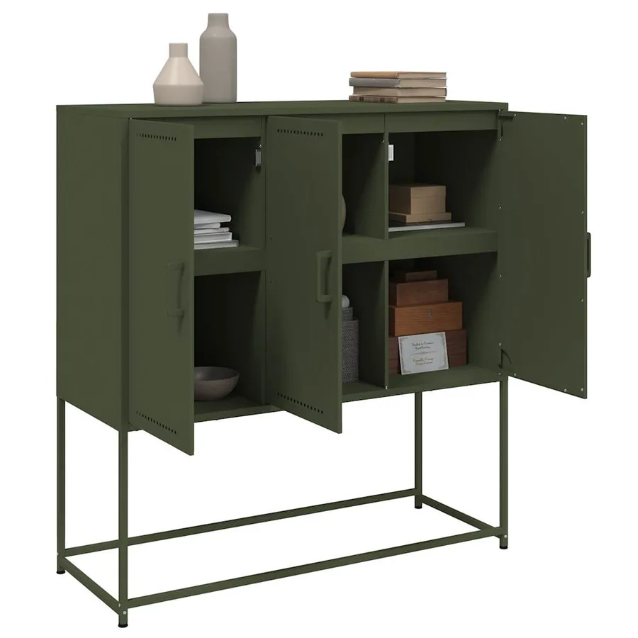 Buffet haut vert olive 100,5x39x107 cm acier - 4