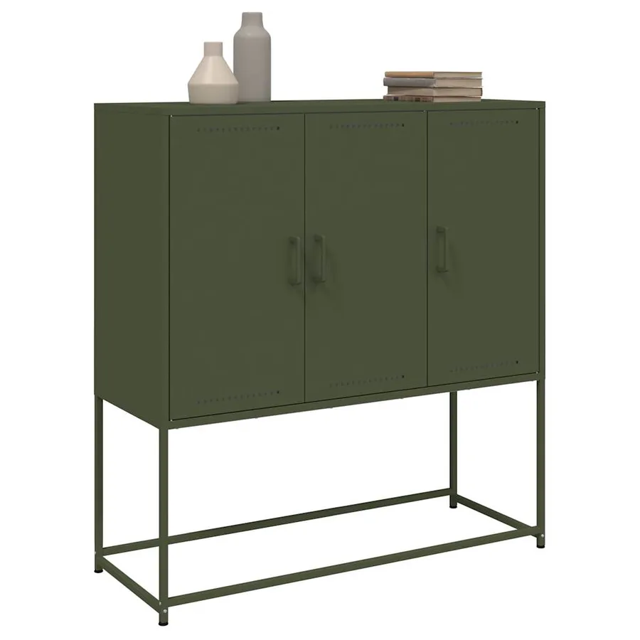 Buffet haut vert olive 100,5x39x107 cm acier - 5