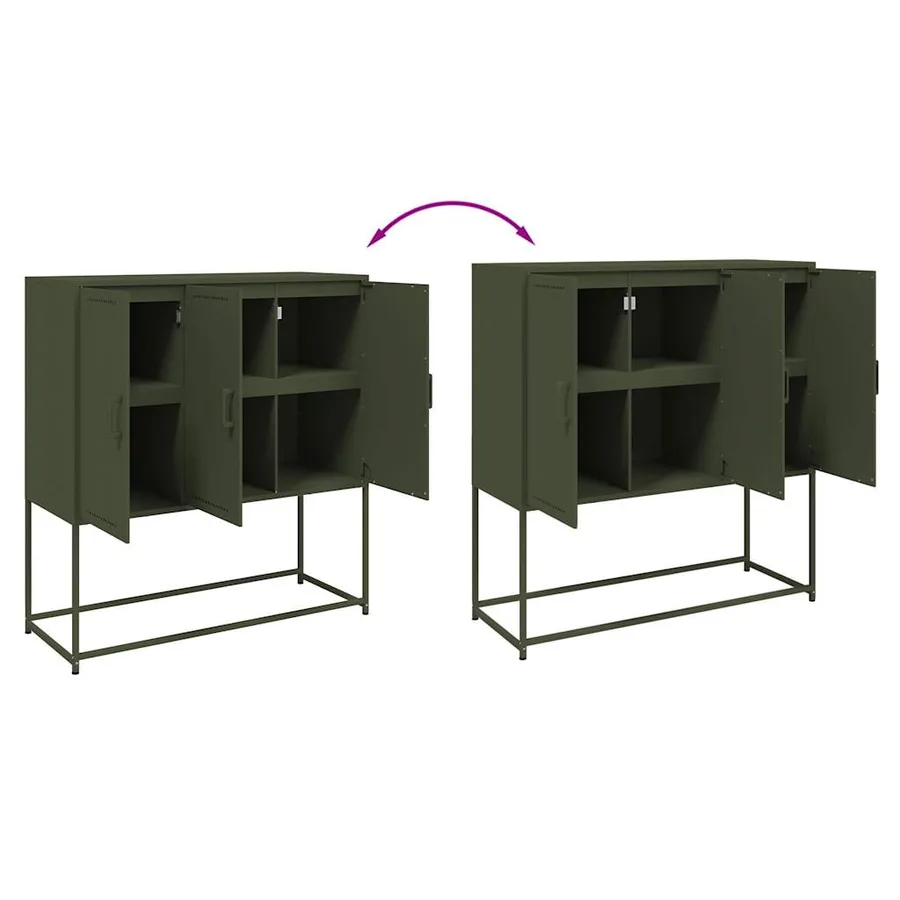 Buffet haut vert olive 100,5x39x107 cm acier - 9