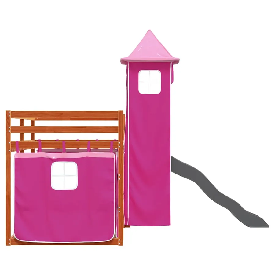 Lit superposé sans matelas avec toboggan et rideaux 80x200 cm - 9