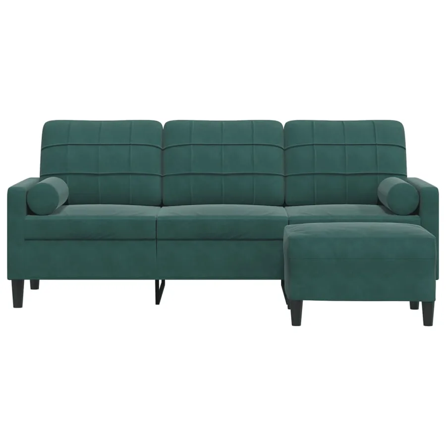 Canapé à 3 places avec repose-pieds Vert foncé 180 cm Velours - 3