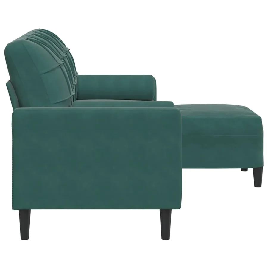 Canapé à 3 places avec repose-pieds Vert foncé 180 cm Velours - 4