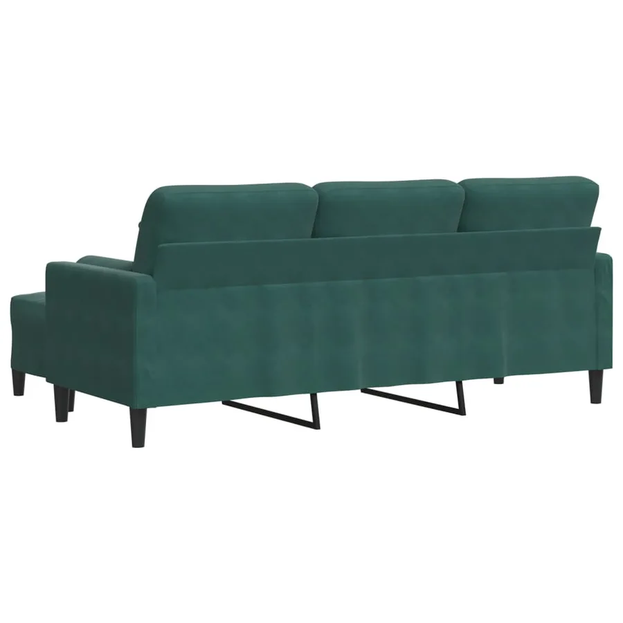 Canapé à 3 places avec repose-pieds Vert foncé 180 cm Velours - 5