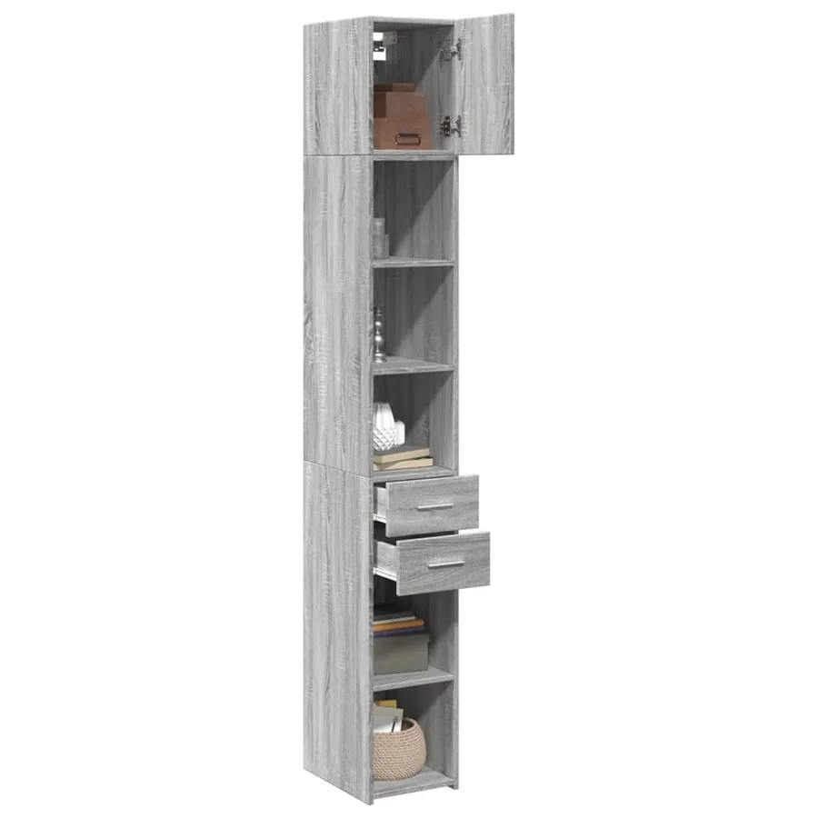 Armoire de rangement mince sonoma gris 30x42,5x225 cm - 3