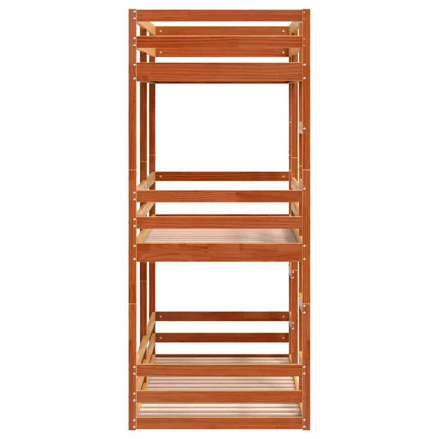 Lit superposé triple sans matelas 80x200 cm bois de pin massif - 6
