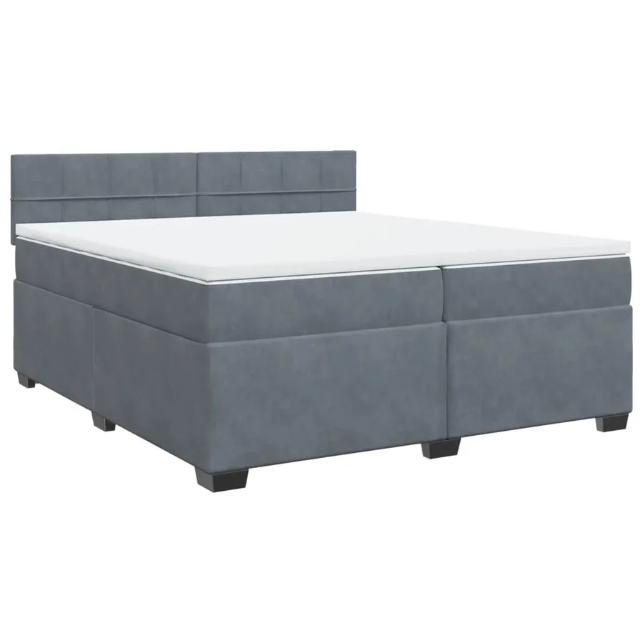 Sommier à lattes de lit et matelas Gris foncé 200x200cm Velours - 2