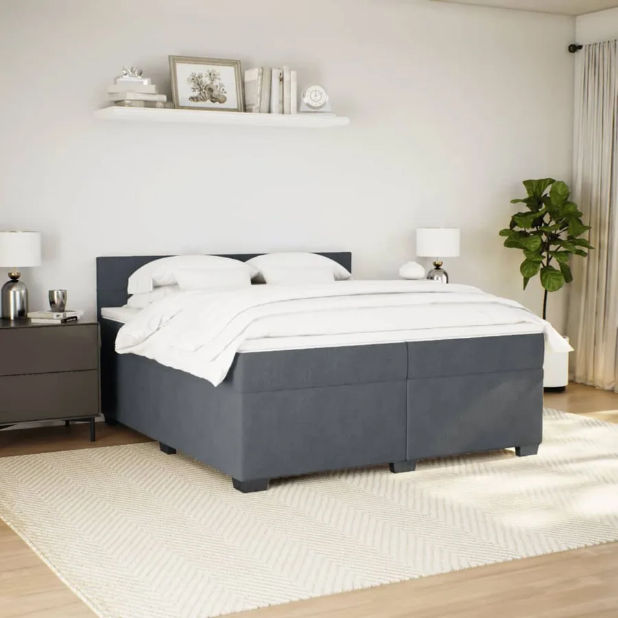 Sommier à lattes de lit et matelas Gris foncé 200x200cm Velours - 3