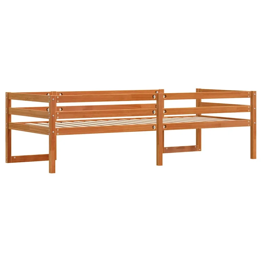 Cadre de lit pour enfants sans matelas cire marron 75x190 cm - 7