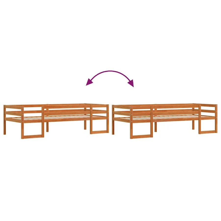 Cadre de lit pour enfants sans matelas cire marron 75x190 cm - 8