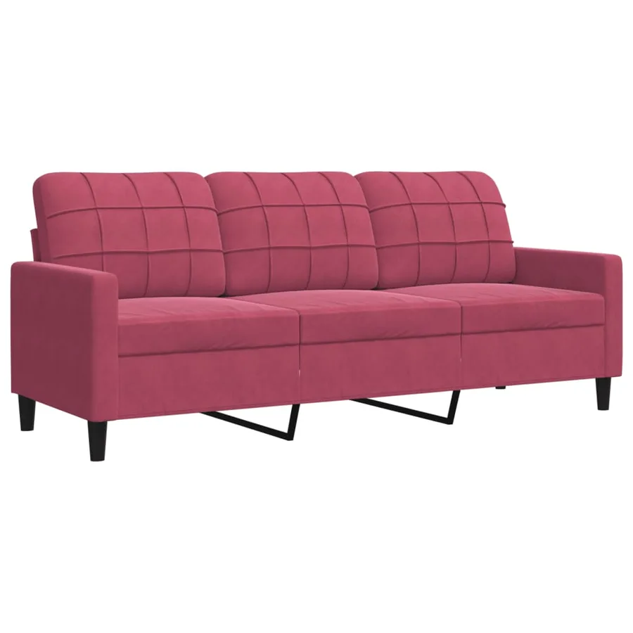 Ensemble de canapés 4 pcs avec coussins Rouge bordeaux Velours - 4
