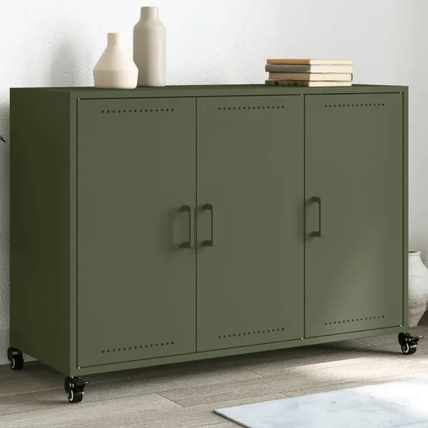 Buffet vert olive 100,5x39x72 cm acier