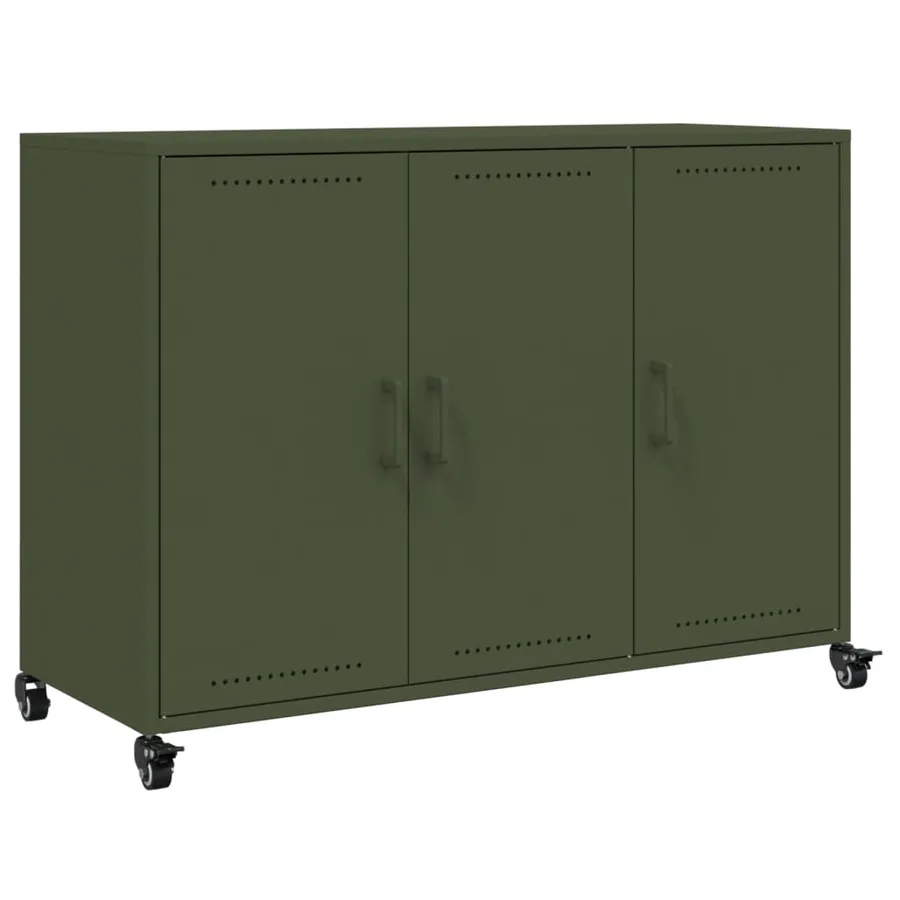 Buffet vert olive 100,5x39x72 cm acier - 2