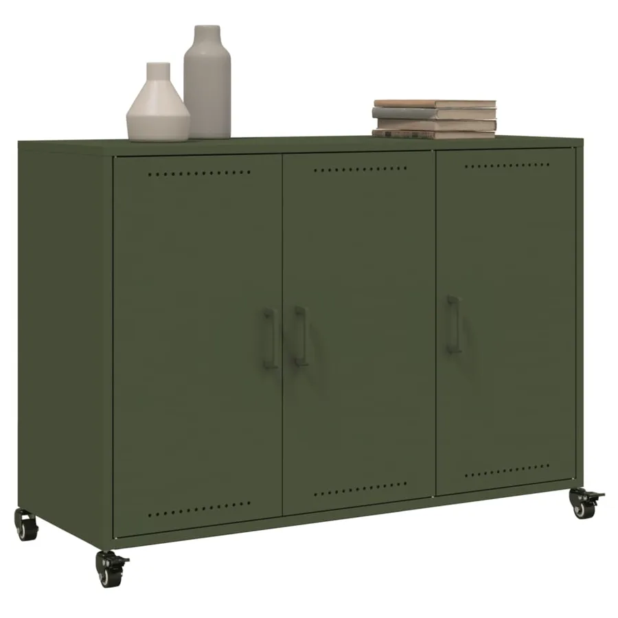 Buffet vert olive 100,5x39x72 cm acier - 4