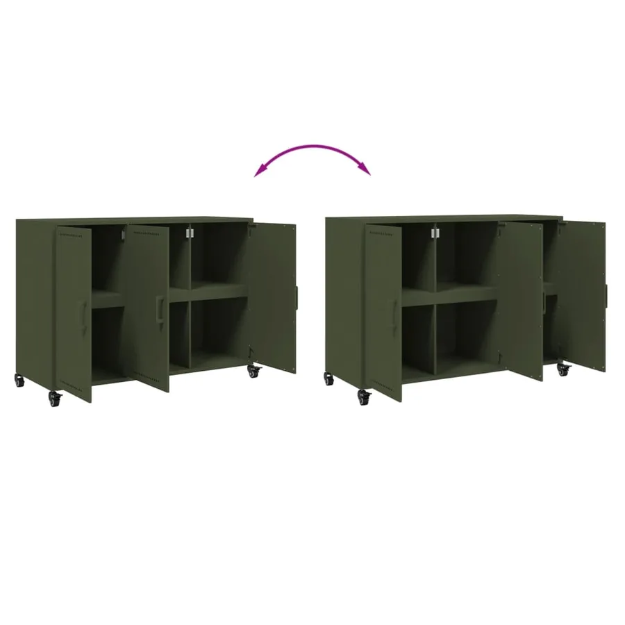 Buffet vert olive 100,5x39x72 cm acier - 9