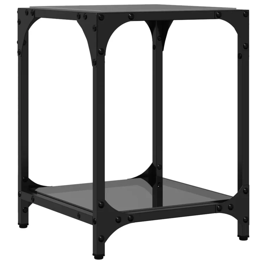 Tables basses avec dessus en verre noir 2 pcs 30x30x40 cm acier - 6