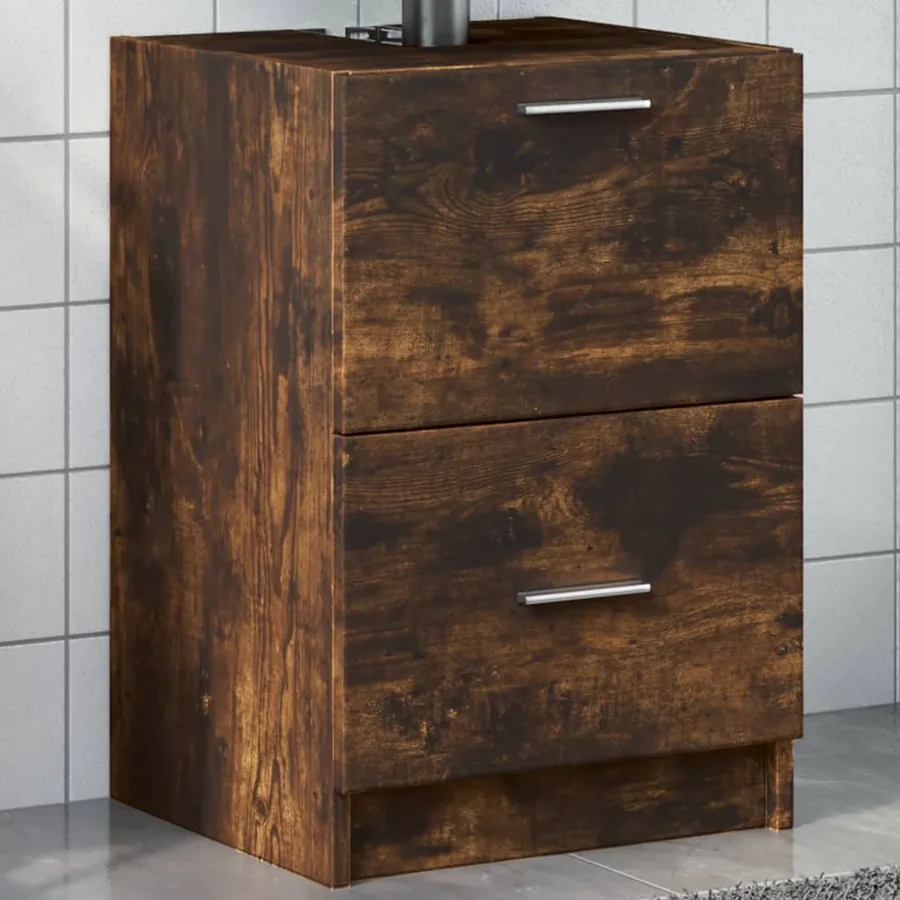 Meuble d'évier chêne fumé 40x37x59 cm bois d'ingénierie