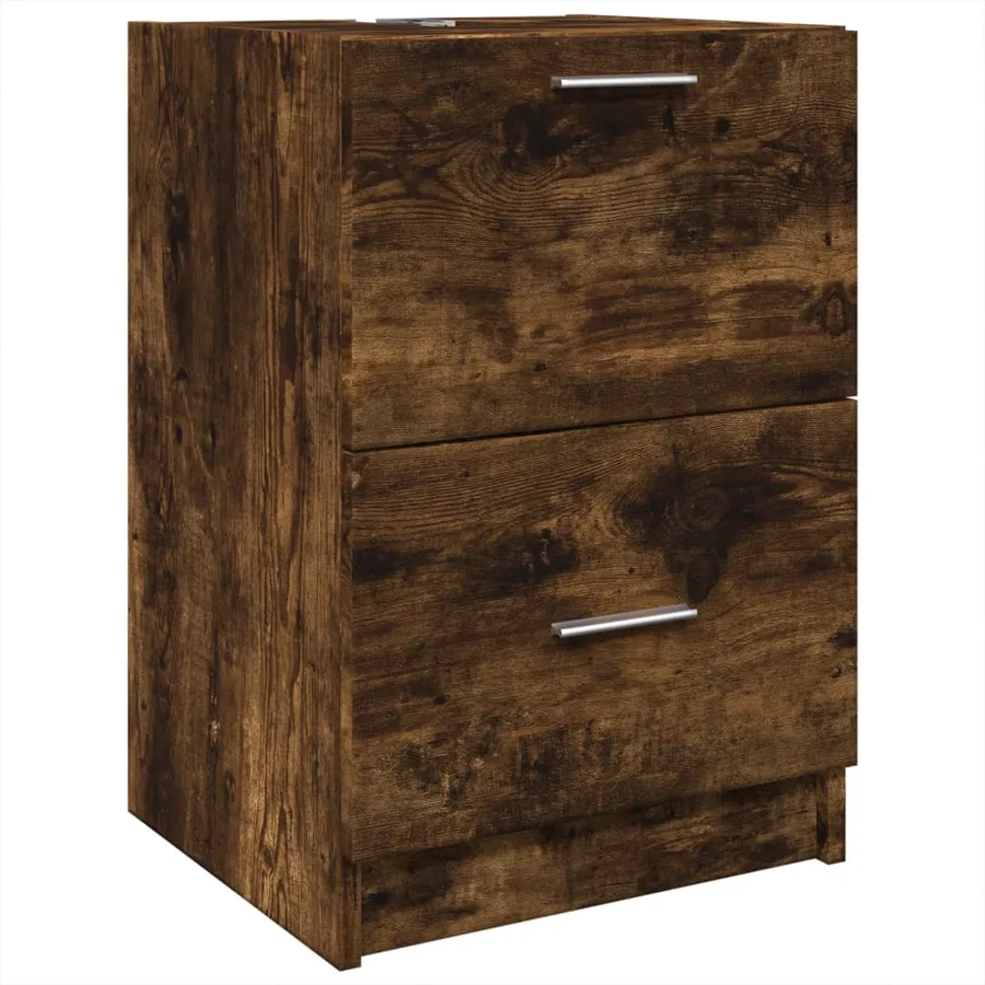 Meuble d'évier chêne fumé 40x37x59 cm bois d'ingénierie - 2