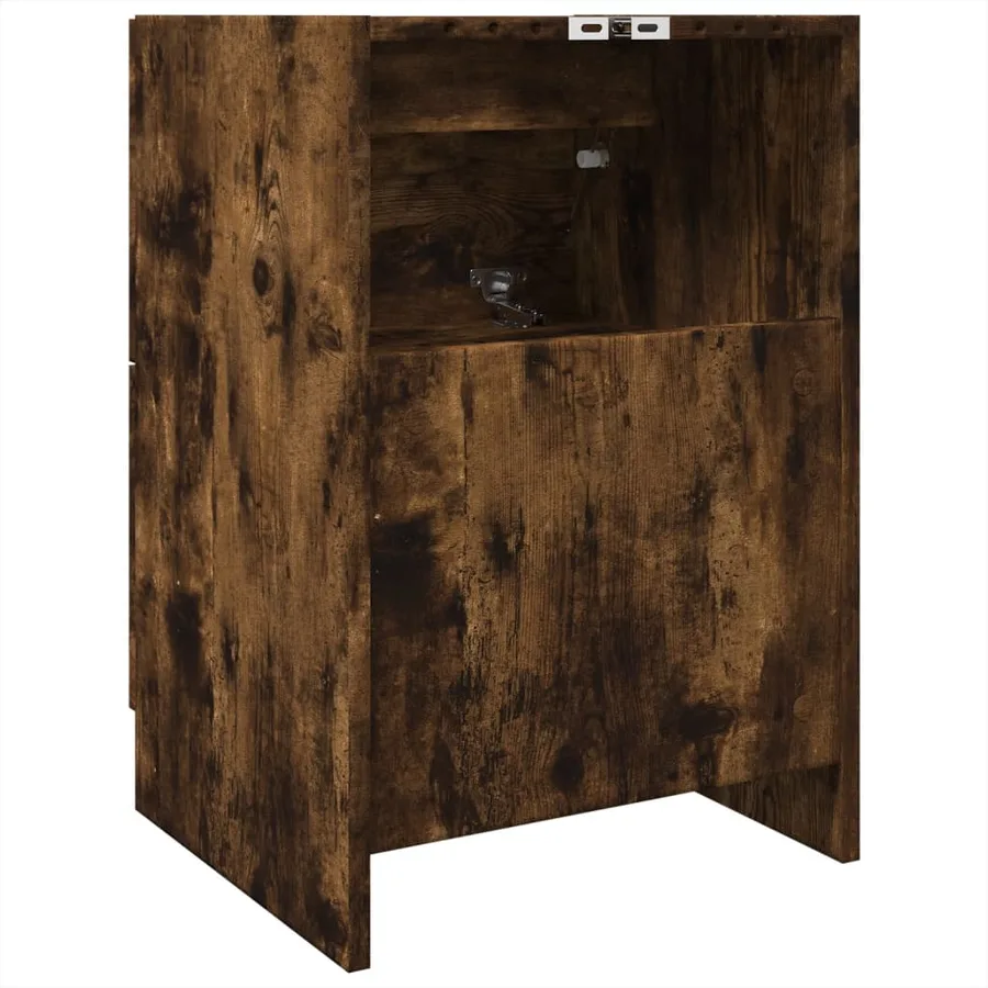 Meuble d'évier chêne fumé 40x37x59 cm bois d'ingénierie - 7