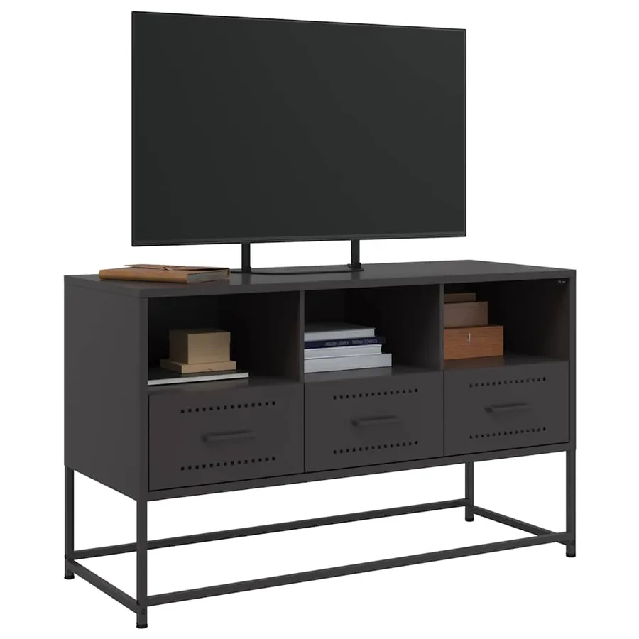 Meuble TV noir 100,5x39x60,5 cm acier - 4