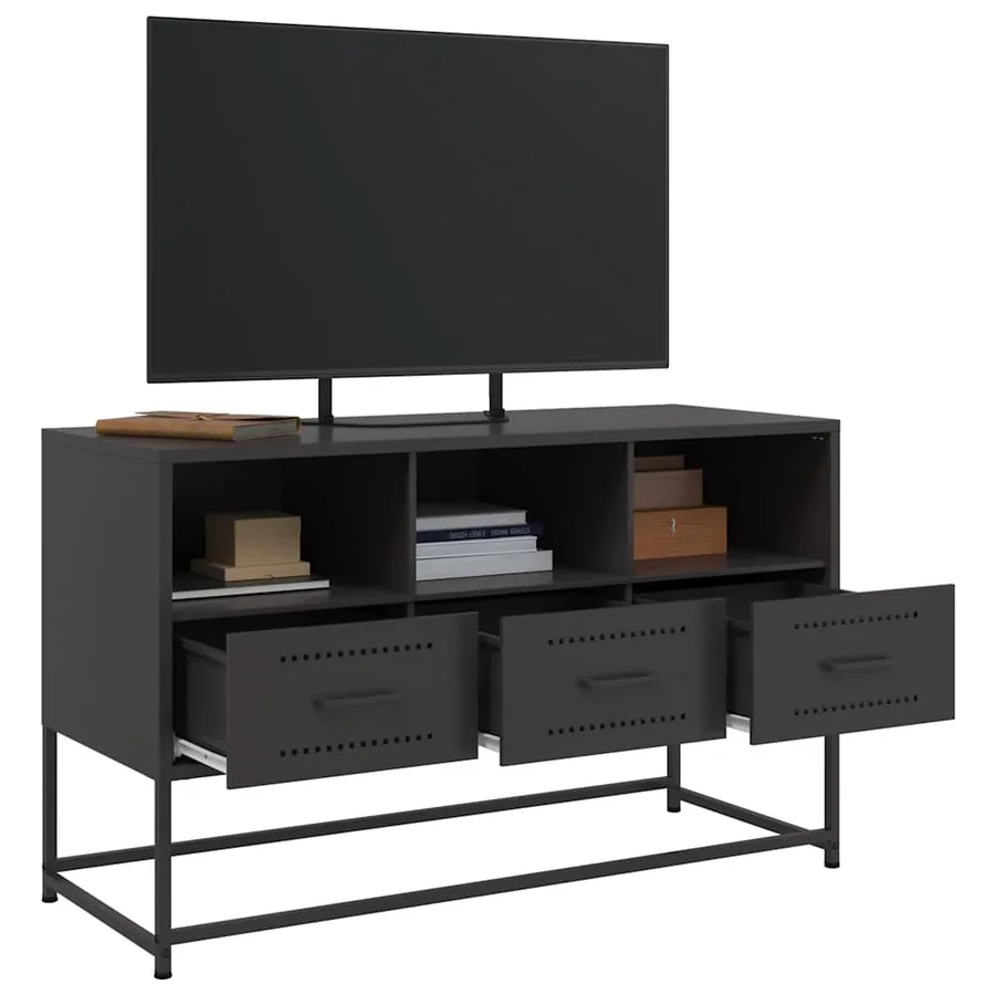 Meuble TV noir 100,5x39x60,5 cm acier - 5