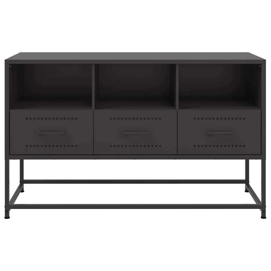 Meuble TV noir 100,5x39x60,5 cm acier - 6