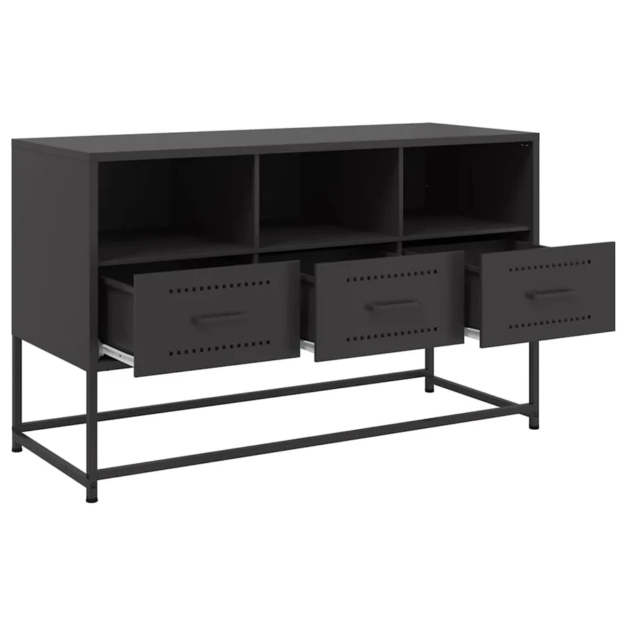 Meuble TV noir 100,5x39x60,5 cm acier - 9