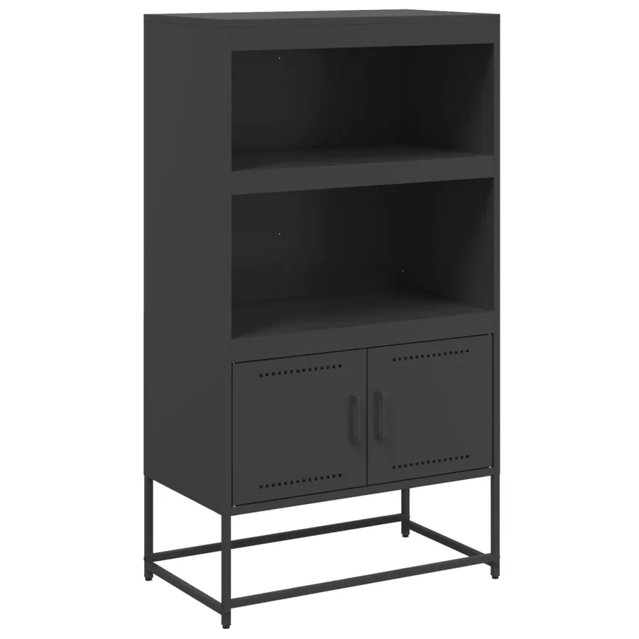 Buffet haut noir 68,5x38,5x123,5 cm acier - 2