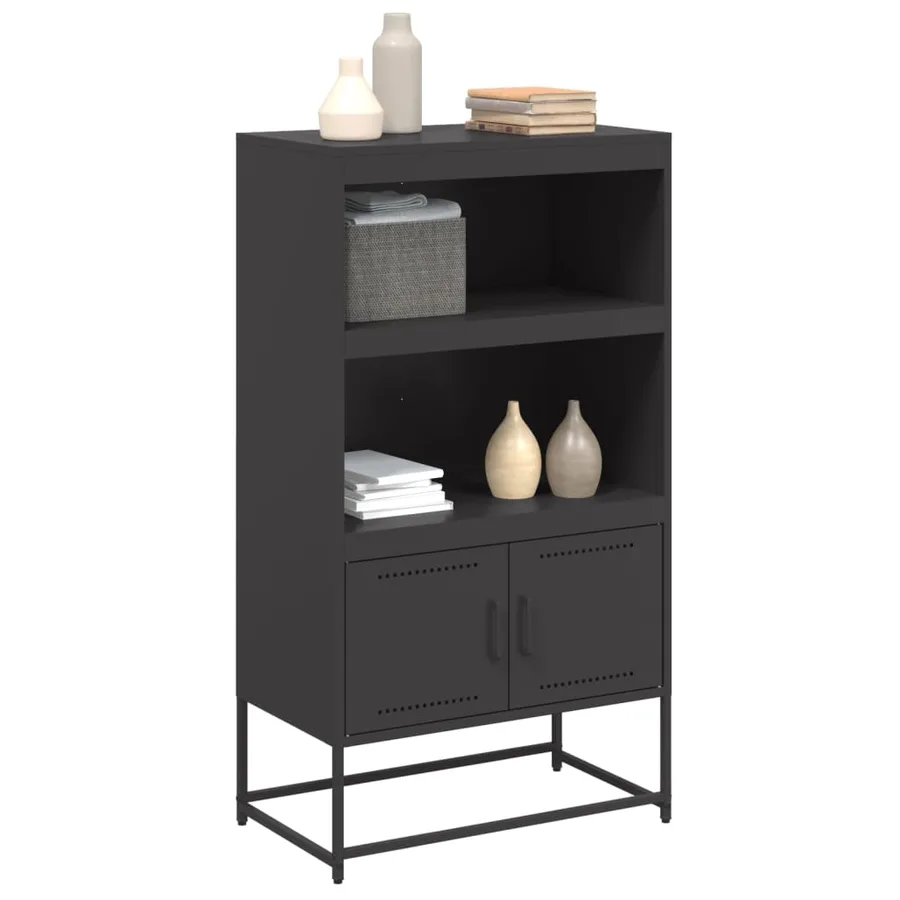 Buffet haut noir 68,5x38,5x123,5 cm acier - 4