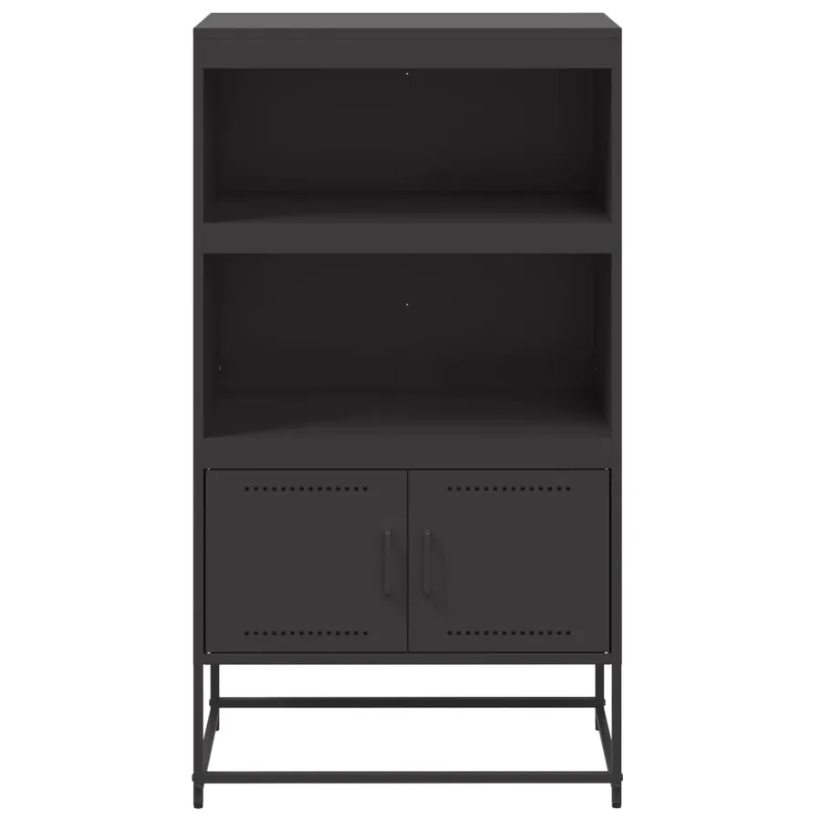 Buffet haut noir 68,5x38,5x123,5 cm acier - 6