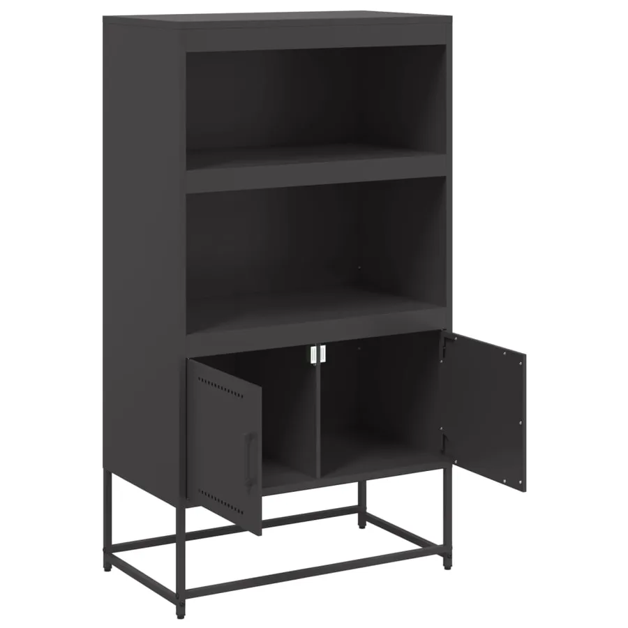 Buffet haut noir 68,5x38,5x123,5 cm acier - 9