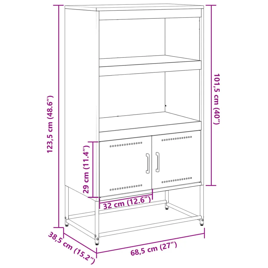 Buffet haut anthracite 68,5x38,5x123,5 cm acier - 12