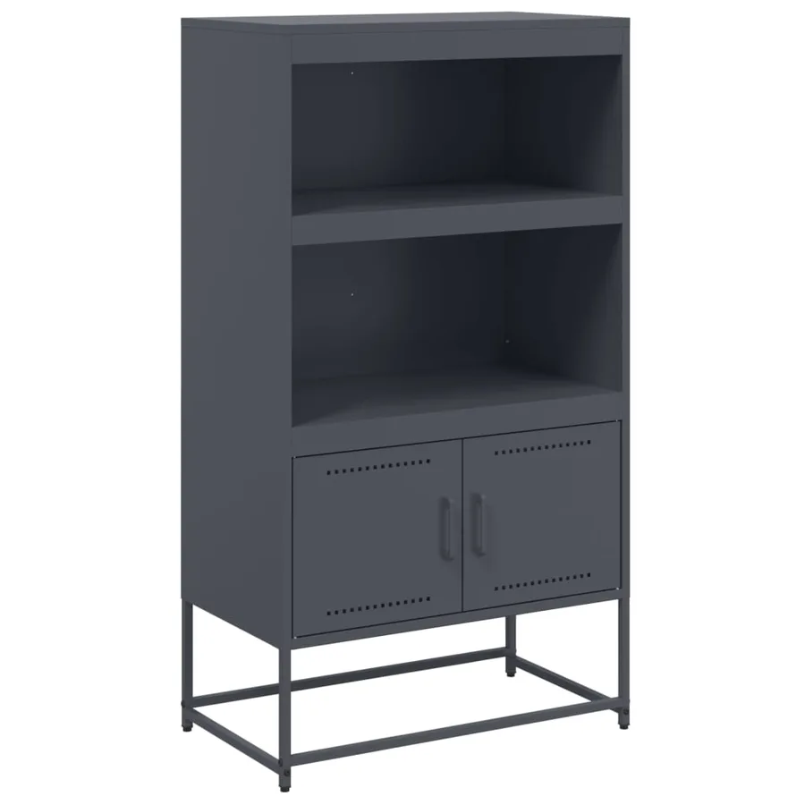 Buffet haut anthracite 68,5x38,5x123,5 cm acier - 2