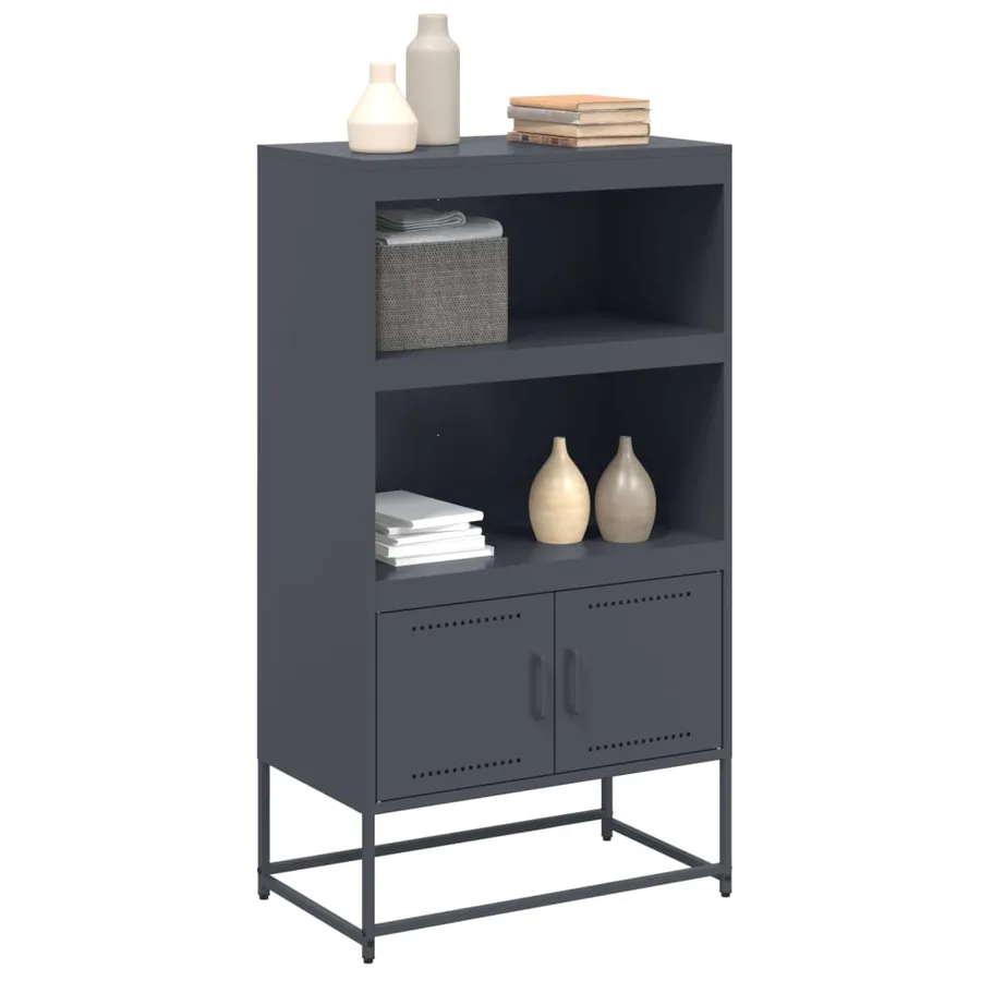 Buffet haut anthracite 68,5x38,5x123,5 cm acier - 4