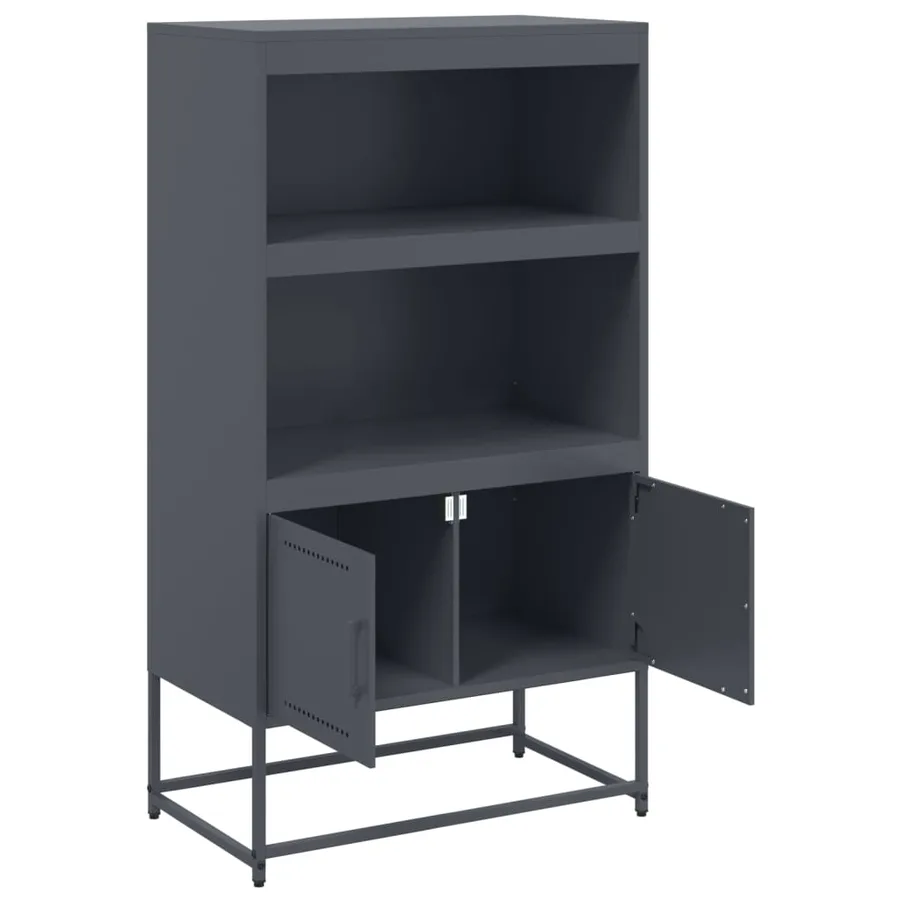 Buffet haut anthracite 68,5x38,5x123,5 cm acier - 9