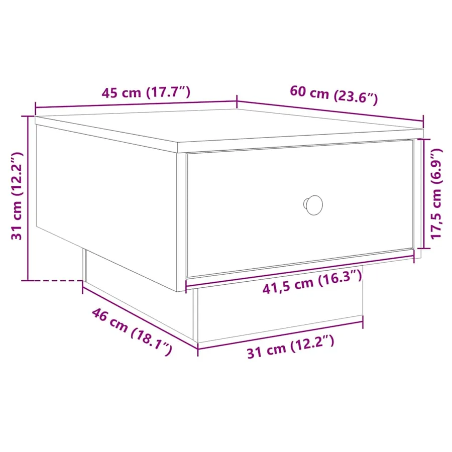 Table basse blanc 60x45x31 cm bois d'ingénierie - 10