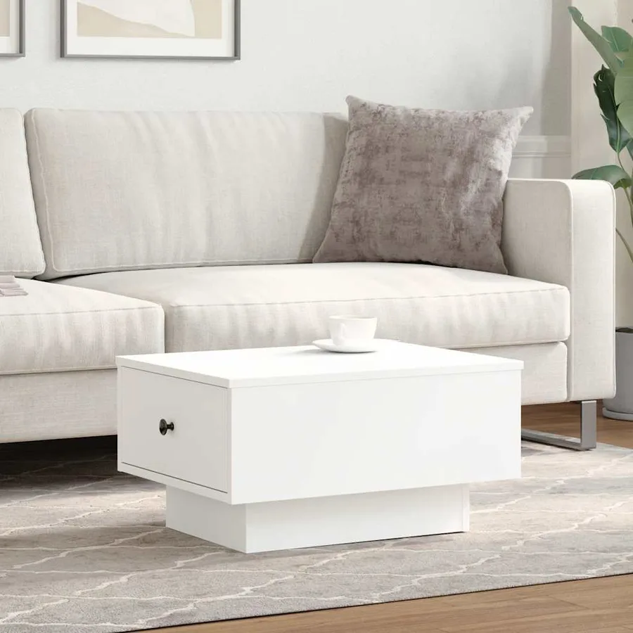 Table basse blanc 60x45x31 cm bois d'ingénierie - 3