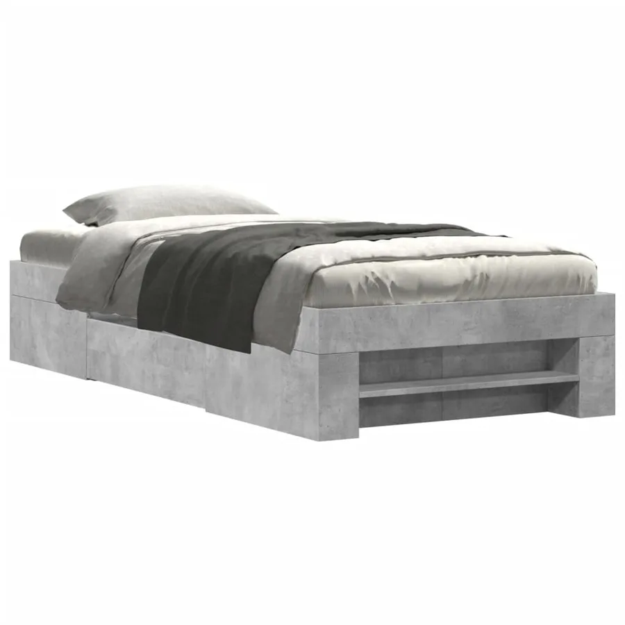 Cadre de lit sans matelas gris béton 75x190cm bois d'ingénierie - 2