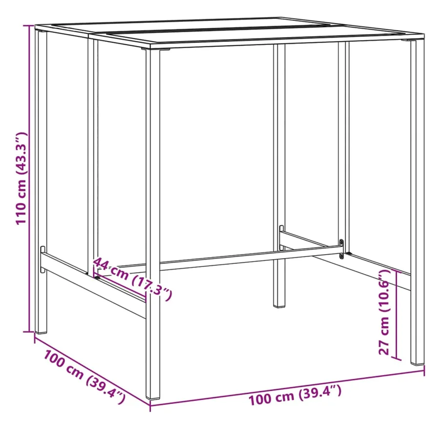 Ensemble de bar de jardin 5 pcs noir acier enduit de poudre - 12