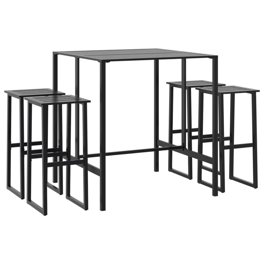 Ensemble de bar de jardin 5 pcs noir acier enduit de poudre - 2