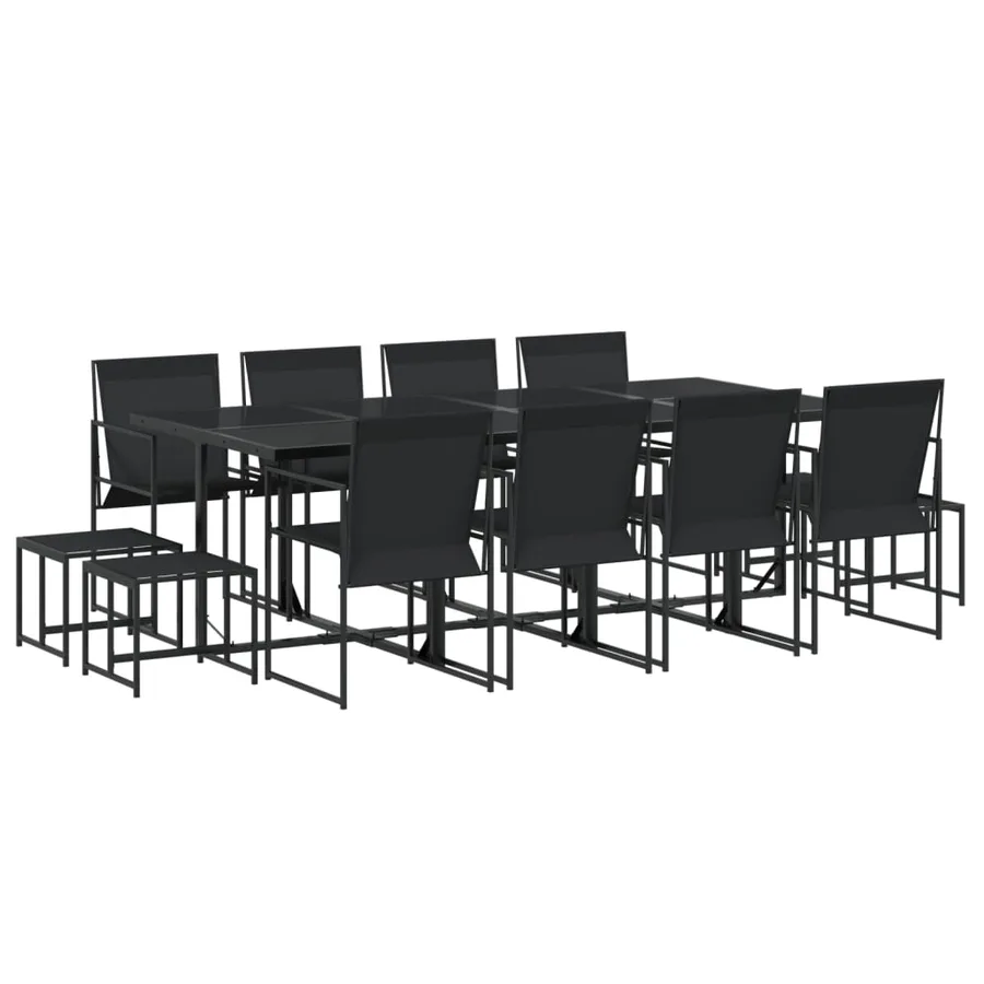 Ensemble à manger de jardin 13 pcs noir textilène - 2