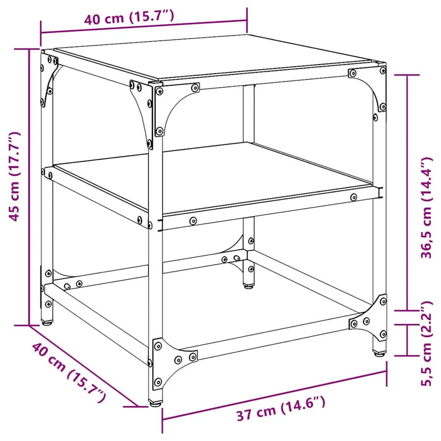 Tables basses avec dessus en verre noir 2 pcs 40x40x45 cm acier - 10