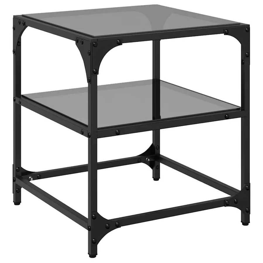 Tables basses avec dessus en verre noir 2 pcs 40x40x45 cm acier - 4
