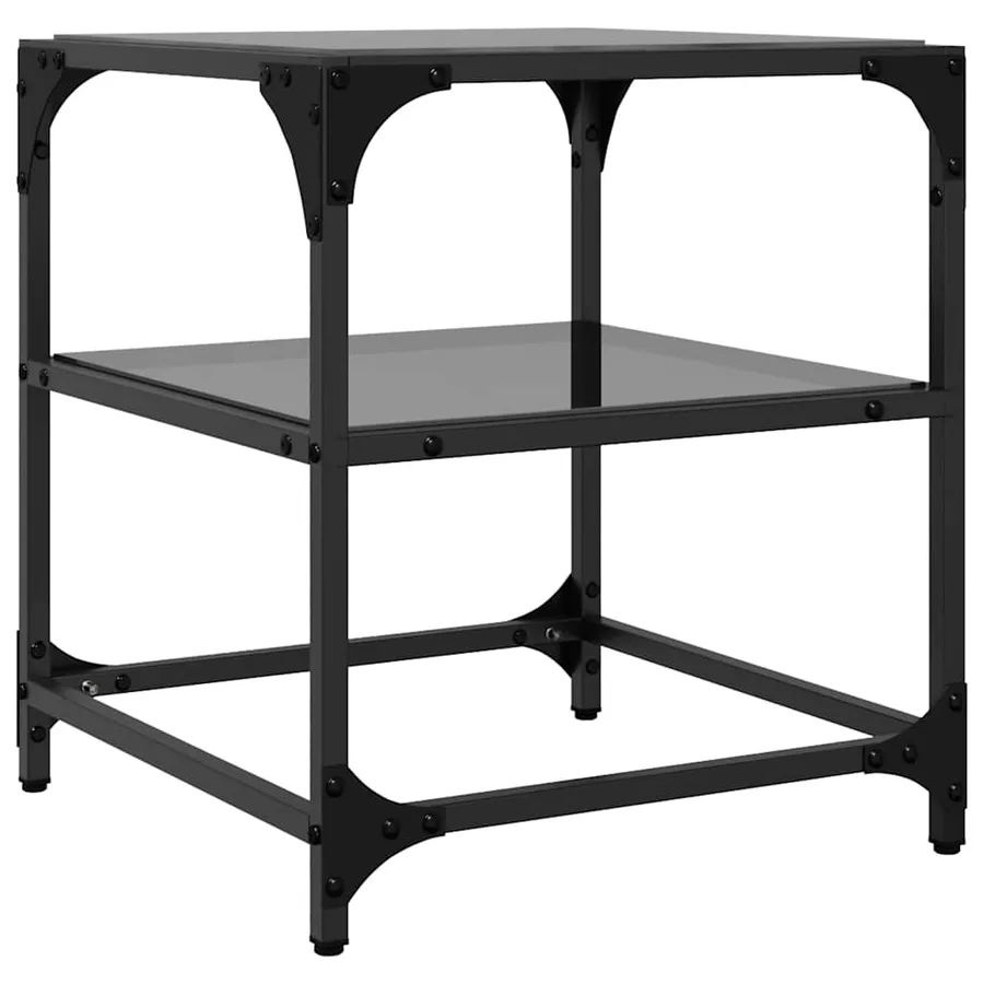 Tables basses avec dessus en verre noir 2 pcs 40x40x45 cm acier - 7