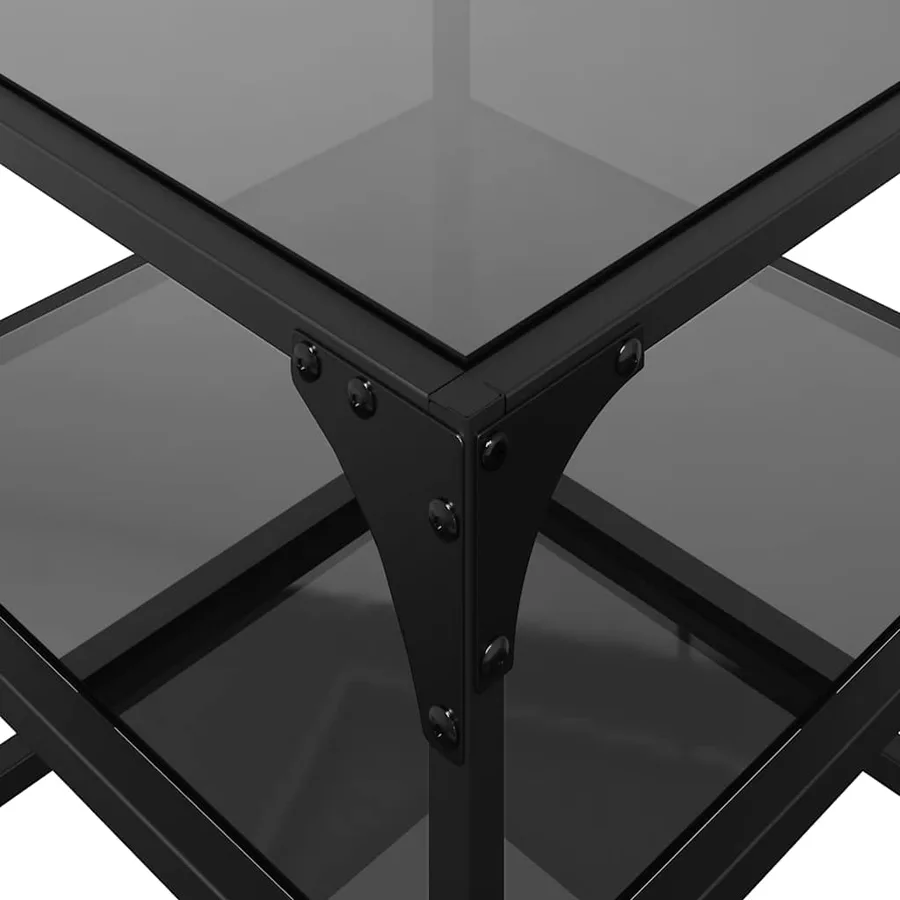Tables basses avec dessus en verre noir 2 pcs 40x40x45 cm acier - 9