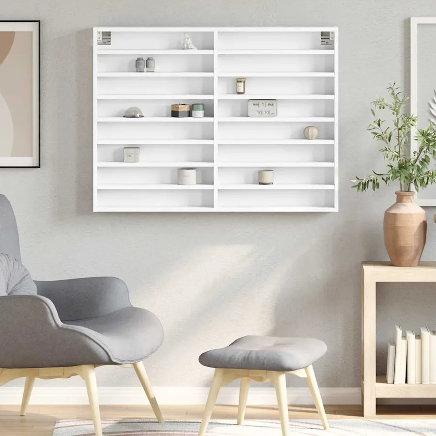 Armoire à vitrine blanc 100x8,5x75 cm bois d'ingénierie - 3